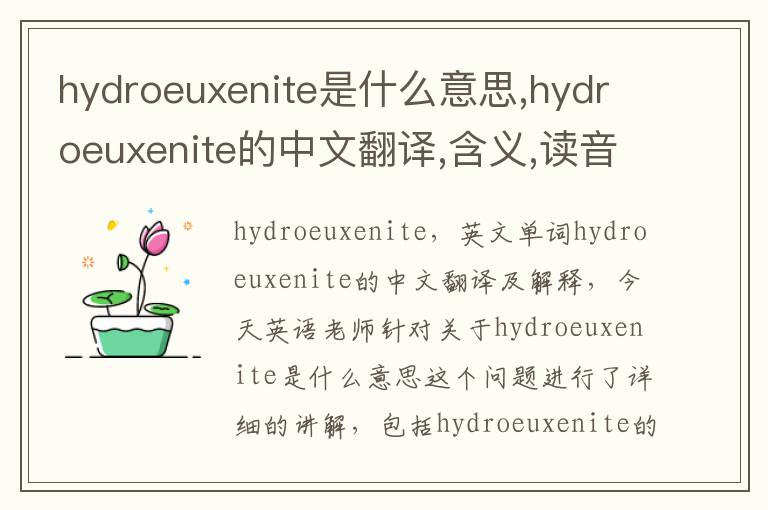 hydroeuxenite是什么意思,hydroeuxenite的中文翻译,含义,读音发音,用法,造句,参考例句