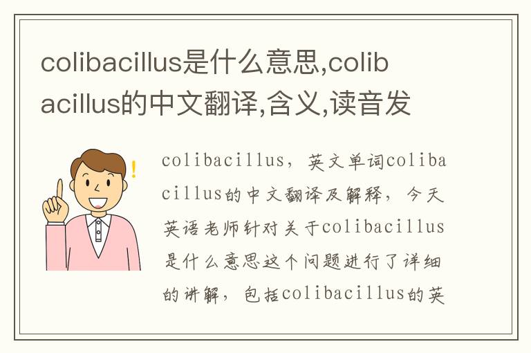 colibacillus是什么意思,colibacillus的中文翻译,含义,读音发音,用法,造句,参考例句