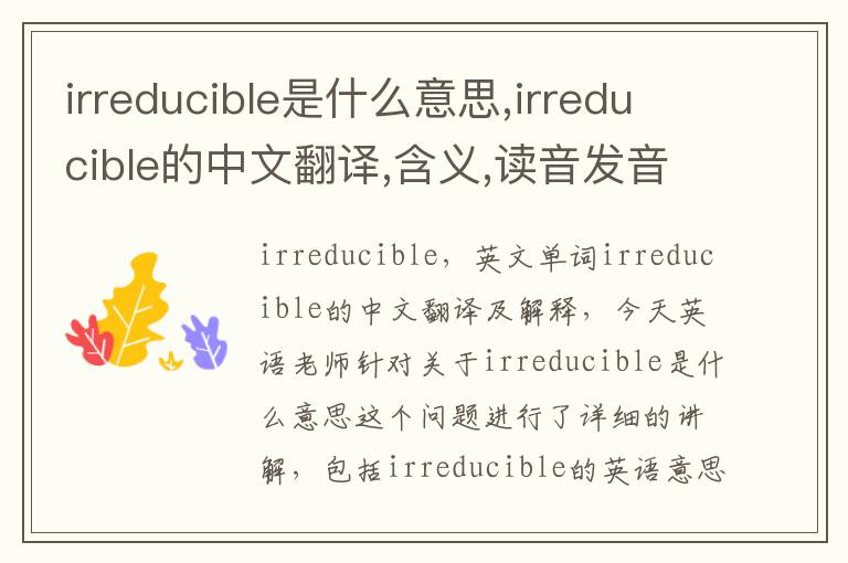 irreducible是什么意思,irreducible的中文翻译,含义,读音发音,用法,造句,参考例句