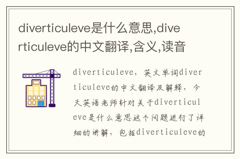 diverticuleve是什么意思,diverticuleve的中文翻译,含义,读音发音,用法,造句,参考例句