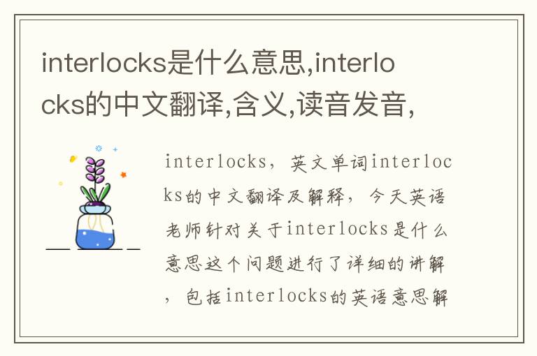 interlocks是什么意思,interlocks的中文翻译,含义,读音发音,用法,造句,参考例句