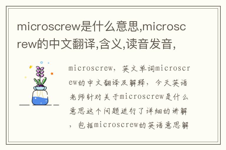 microscrew是什么意思,microscrew的中文翻译,含义,读音发音,用法,造句,参考例句