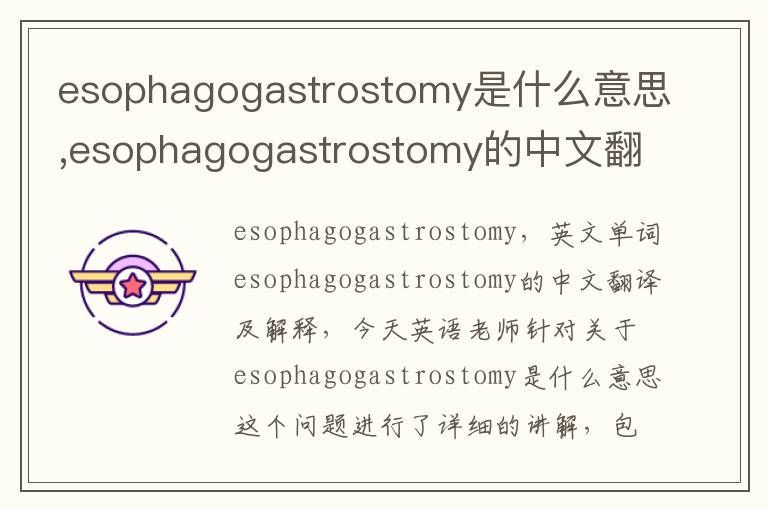 esophagogastrostomy是什么意思,esophagogastrostomy的中文翻译,含义,读音发音,用法,造句,参考例句