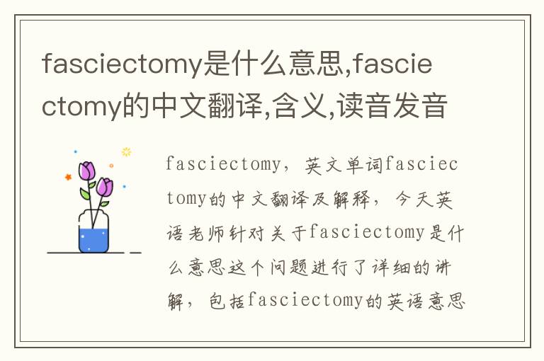 fasciectomy是什么意思,fasciectomy的中文翻译,含义,读音发音,用法,造句,参考例句