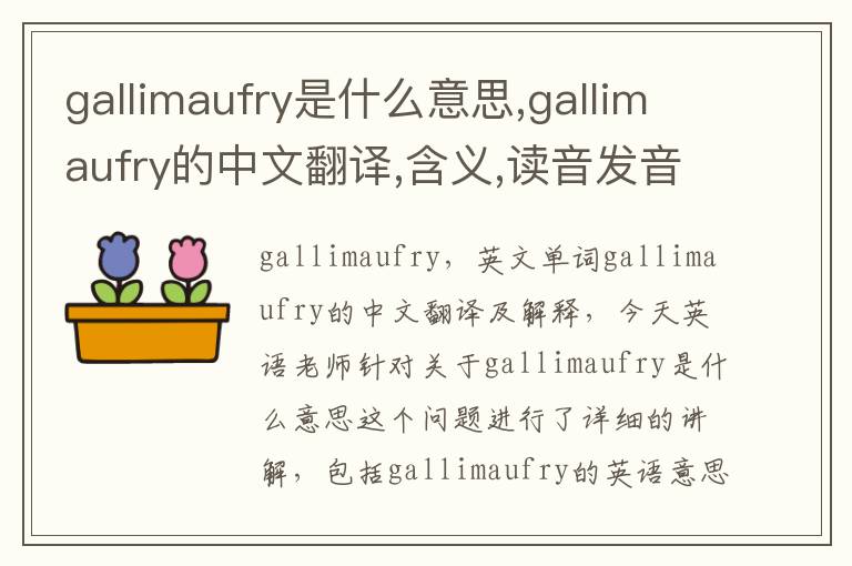 gallimaufry是什么意思,gallimaufry的中文翻译,含义,读音发音,用法,造句,参考例句