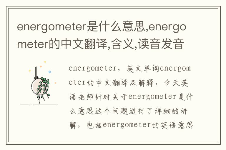 energometer是什么意思,energometer的中文翻译,含义,读音发音,用法,造句,参考例句