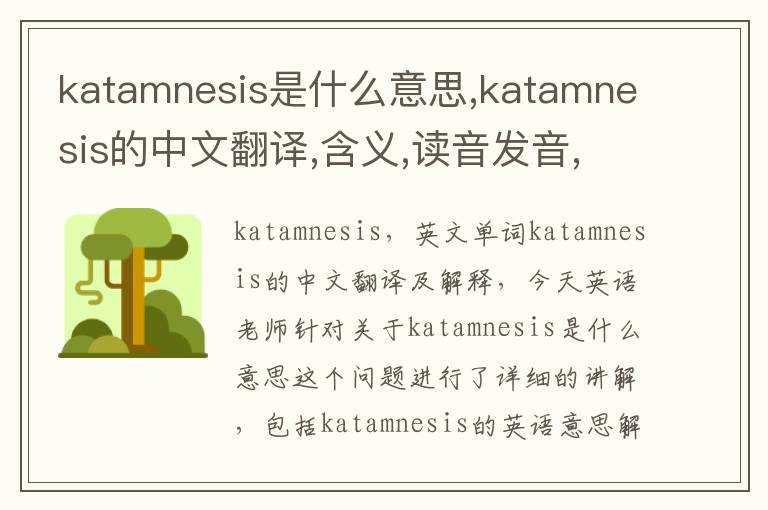 katamnesis是什么意思,katamnesis的中文翻译,含义,读音发音,用法,造句,参考例句