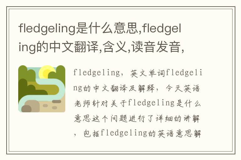 fledgeling是什么意思,fledgeling的中文翻译,含义,读音发音,用法,造句,参考例句