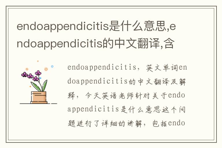 endoappendicitis是什么意思,endoappendicitis的中文翻译,含义,读音发音,用法,造句,参考例句