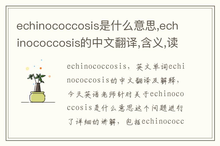 echinococcosis是什么意思,echinococcosis的中文翻译,含义,读音发音,用法,造句,参考例句