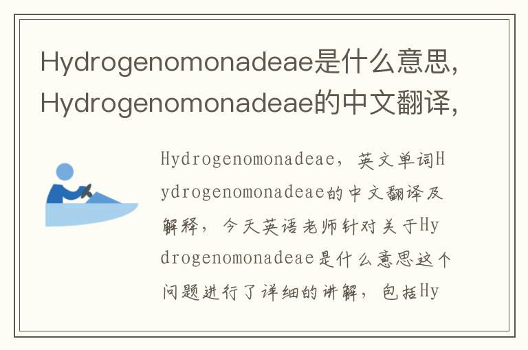 Hydrogenomonadeae是什么意思,Hydrogenomonadeae的中文翻译,含义,读音发音,用法,造句,参考例句