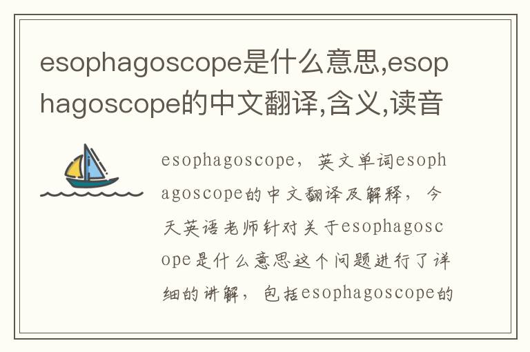 esophagoscope是什么意思,esophagoscope的中文翻译,含义,读音发音,用法,造句,参考例句