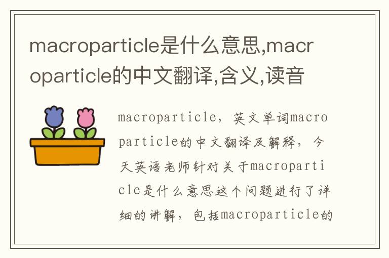 macroparticle是什么意思,macroparticle的中文翻译,含义,读音发音,用法,造句,参考例句