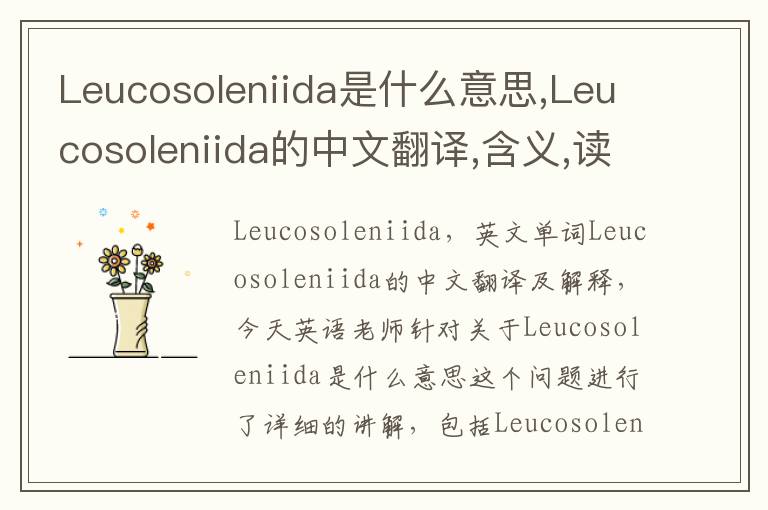 Leucosoleniida是什么意思,Leucosoleniida的中文翻译,含义,读音发音,用法,造句,参考例句