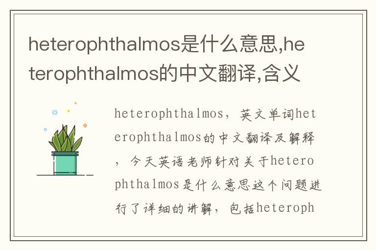 heterophthalmos是什么意思,heterophthalmos的中文翻译,含义,读音发音,用法,造句,参考例句