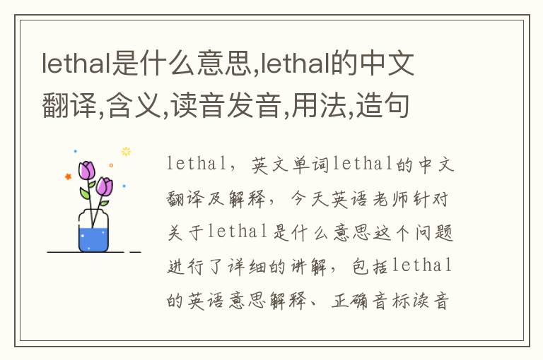 lethal是什么意思,lethal的中文翻译,含义,读音发音,用法,造句,参考例句