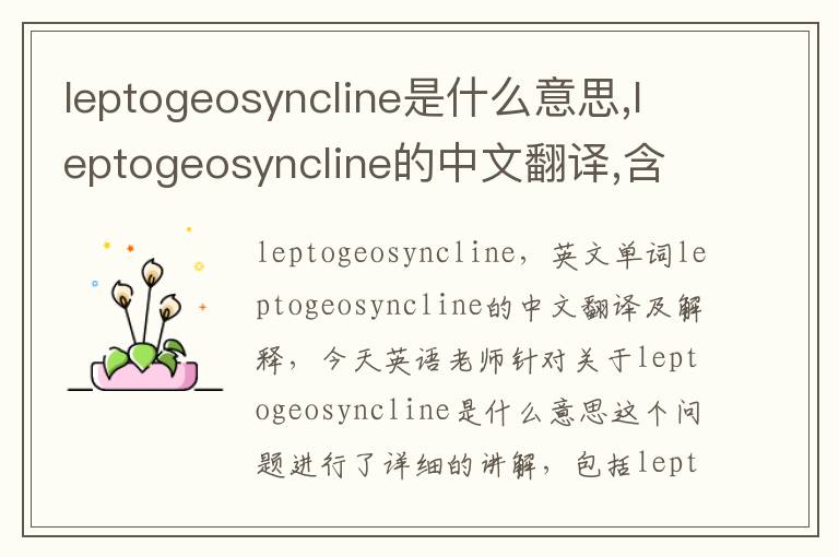 leptogeosyncline是什么意思,leptogeosyncline的中文翻译,含义,读音发音,用法,造句,参考例句