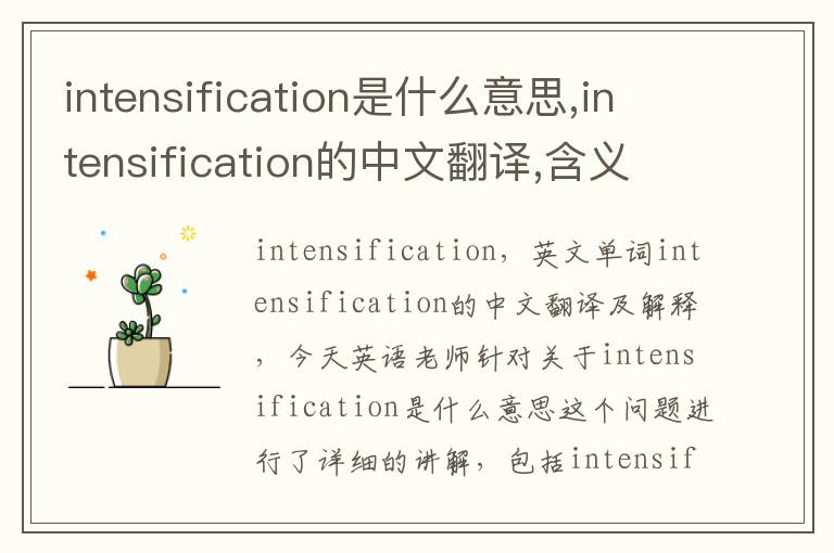 intensification是什么意思,intensification的中文翻译,含义,读音发音,用法,造句,参考例句