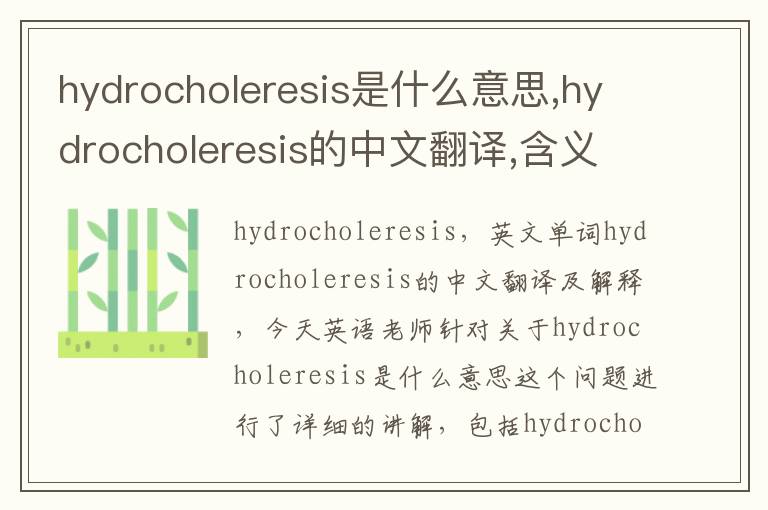 hydrocholeresis是什么意思,hydrocholeresis的中文翻译,含义,读音发音,用法,造句,参考例句