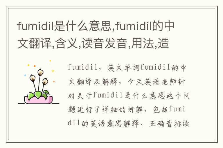 fumidil是什么意思,fumidil的中文翻译,含义,读音发音,用法,造句,参考例句