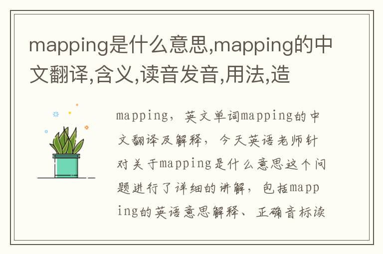 mapping是什么意思,mapping的中文翻译,含义,读音发音,用法,造句,参考例句