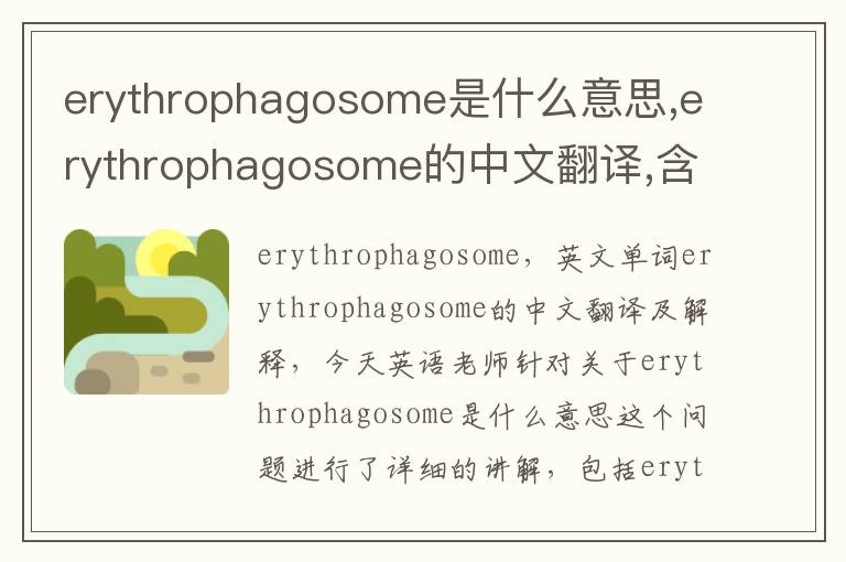 erythrophagosome是什么意思,erythrophagosome的中文翻译,含义,读音发音,用法,造句,参考例句