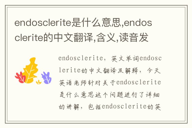 endosclerite是什么意思,endosclerite的中文翻译,含义,读音发音,用法,造句,参考例句