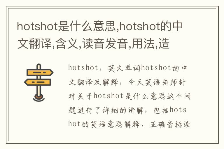 hotshot是什么意思,hotshot的中文翻译,含义,读音发音,用法,造句,参考例句