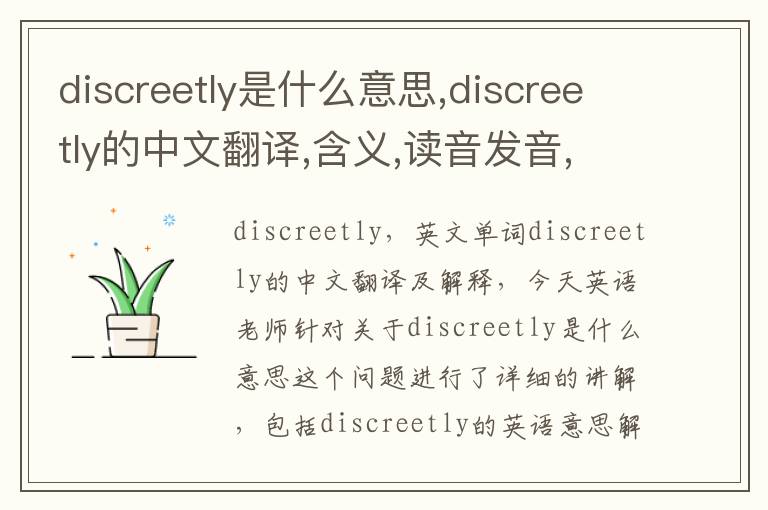 discreetly是什么意思,discreetly的中文翻译,含义,读音发音,用法,造句,参考例句