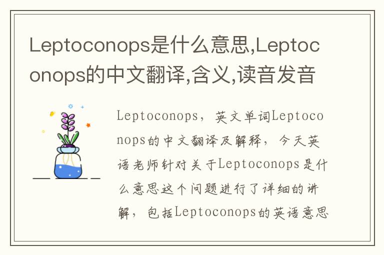 Leptoconops是什么意思,Leptoconops的中文翻译,含义,读音发音,用法,造句,参考例句