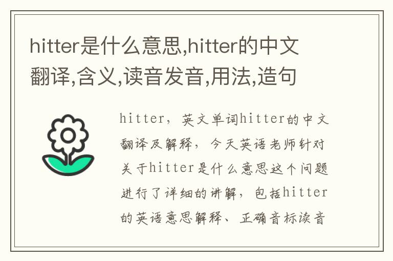 hitter是什么意思,hitter的中文翻译,含义,读音发音,用法,造句,参考例句