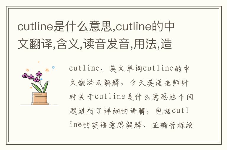 cutline是什么意思,cutline的中文翻译,含义,读音发音,用法,造句,参考例句