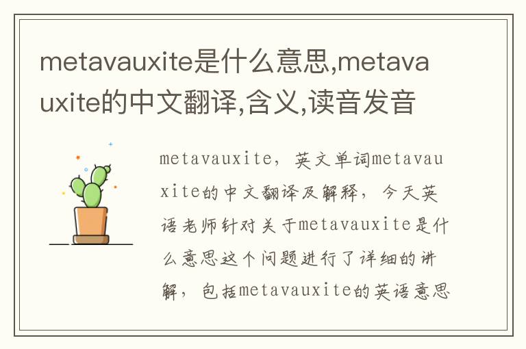 metavauxite是什么意思,metavauxite的中文翻译,含义,读音发音,用法,造句,参考例句