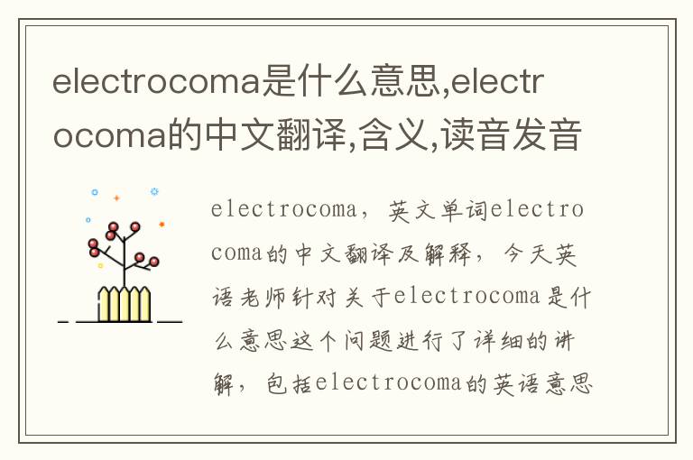 electrocoma是什么意思,electrocoma的中文翻译,含义,读音发音,用法,造句,参考例句