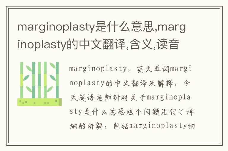 marginoplasty是什么意思,marginoplasty的中文翻译,含义,读音发音,用法,造句,参考例句