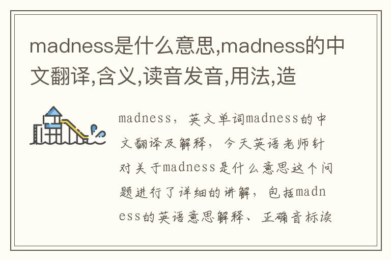 madness是什么意思,madness的中文翻译,含义,读音发音,用法,造句,参考例句