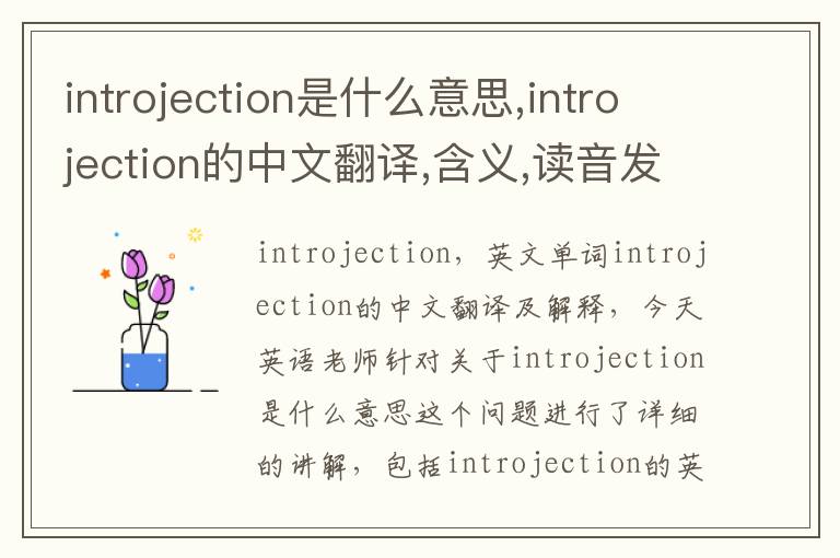 introjection是什么意思,introjection的中文翻译,含义,读音发音,用法,造句,参考例句