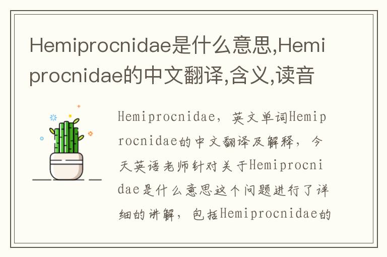 Hemiprocnidae是什么意思,Hemiprocnidae的中文翻译,含义,读音发音,用法,造句,参考例句