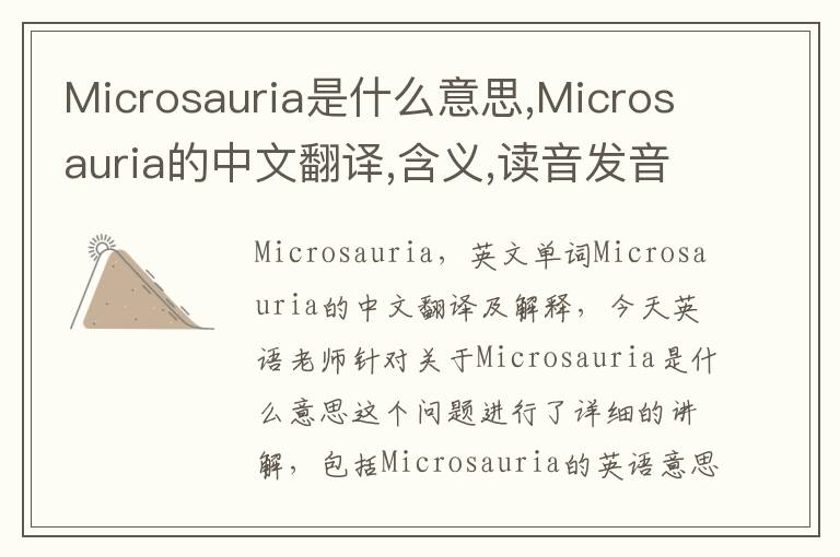 Microsauria是什么意思,Microsauria的中文翻译,含义,读音发音,用法,造句,参考例句