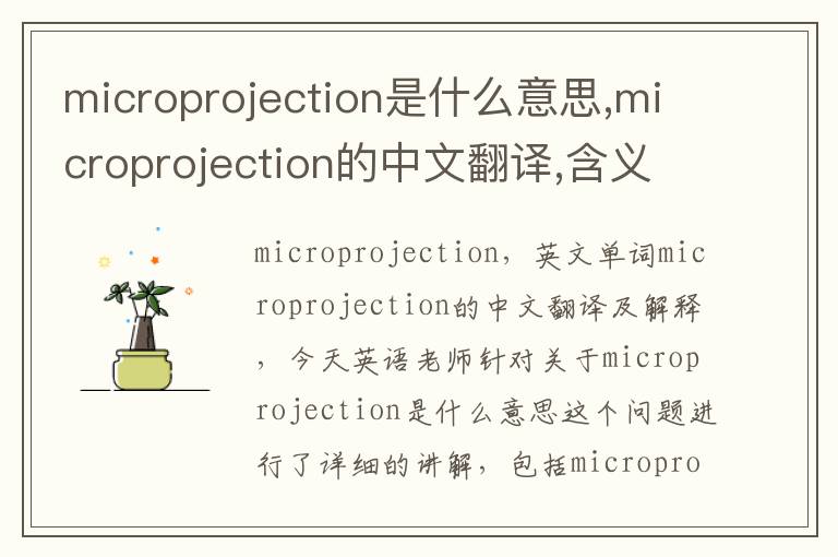 microprojection是什么意思,microprojection的中文翻译,含义,读音发音,用法,造句,参考例句