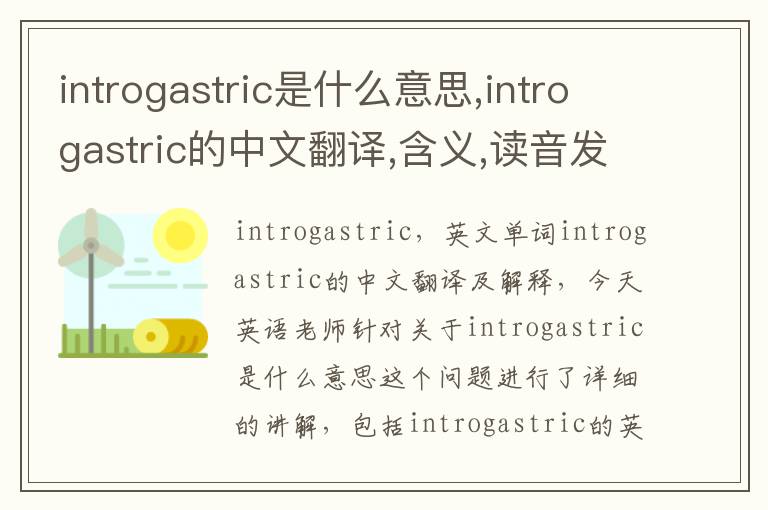 introgastric是什么意思,introgastric的中文翻译,含义,读音发音,用法,造句,参考例句