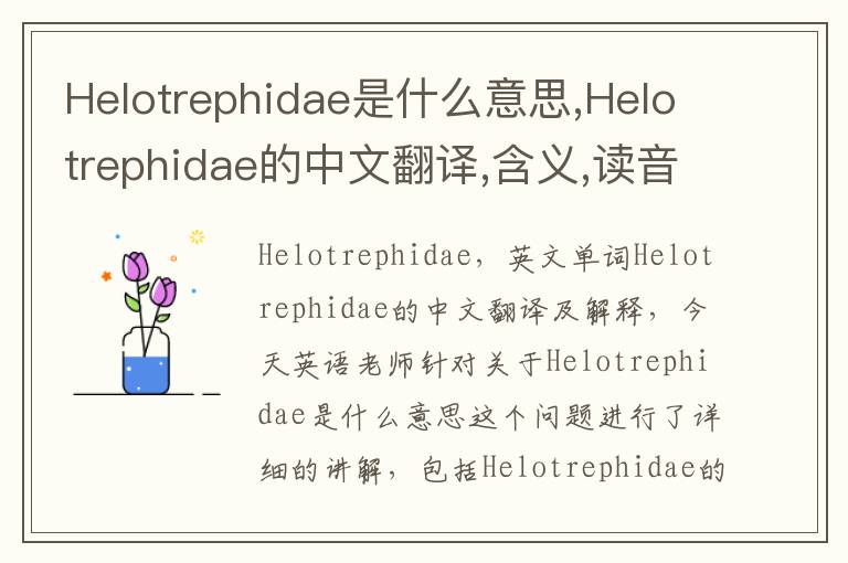 Helotrephidae是什么意思,Helotrephidae的中文翻译,含义,读音发音,用法,造句,参考例句