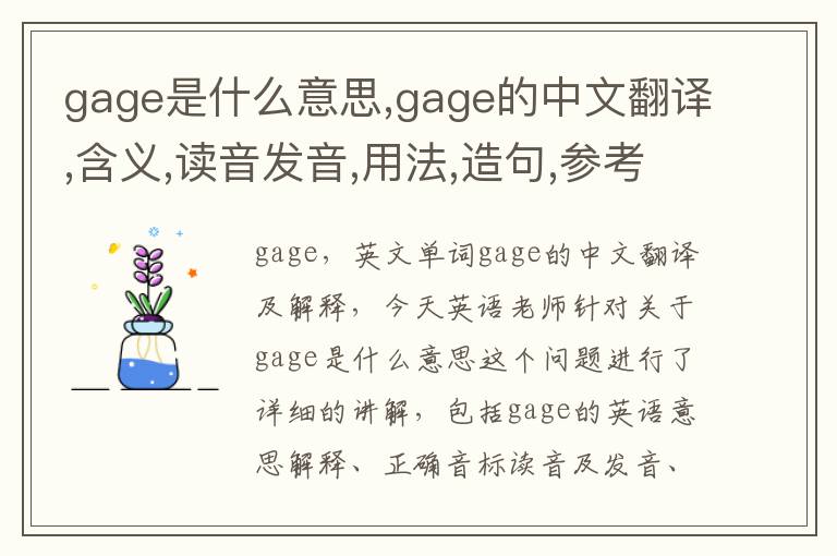 gage是什么意思,gage的中文翻译,含义,读音发音,用法,造句,参考例句