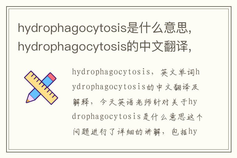 hydrophagocytosis是什么意思,hydrophagocytosis的中文翻译,含义,读音发音,用法,造句,参考例句