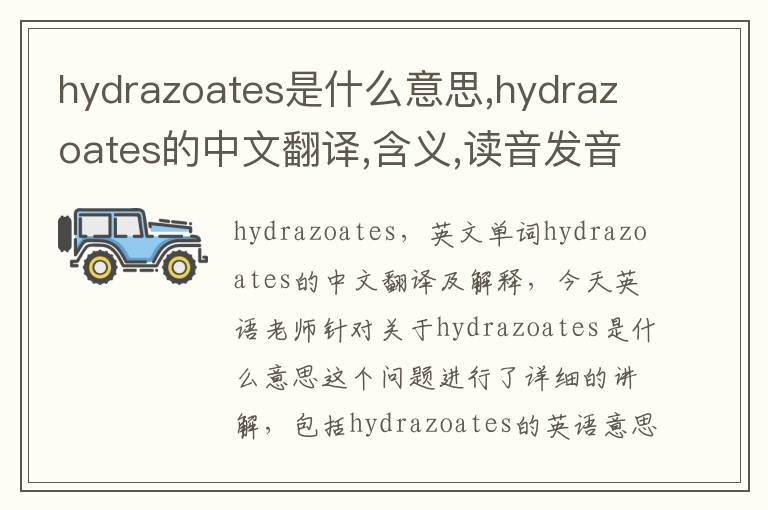 hydrazoates是什么意思,hydrazoates的中文翻译,含义,读音发音,用法,造句,参考例句