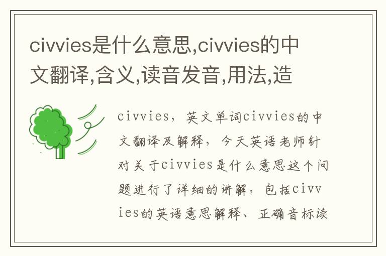 civvies是什么意思,civvies的中文翻译,含义,读音发音,用法,造句,参考例句