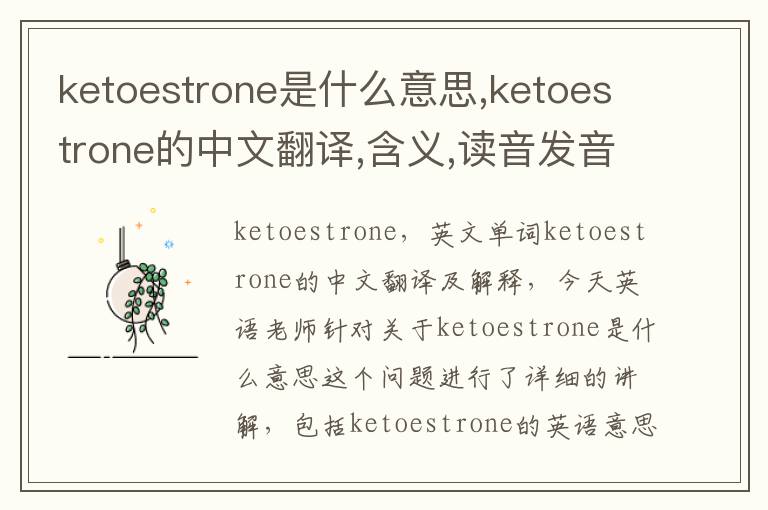 ketoestrone是什么意思,ketoestrone的中文翻译,含义,读音发音,用法,造句,参考例句