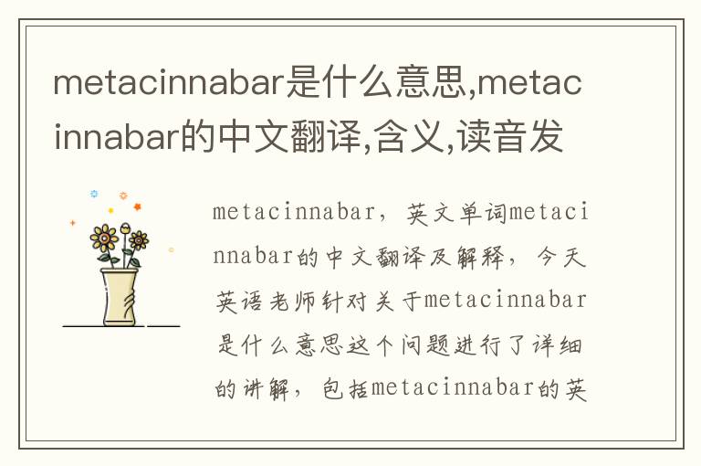 metacinnabar是什么意思,metacinnabar的中文翻译,含义,读音发音,用法,造句,参考例句