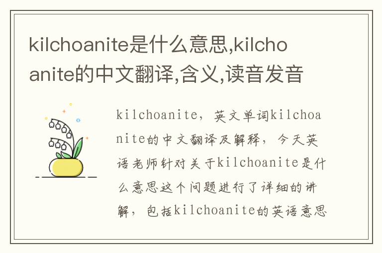 kilchoanite是什么意思,kilchoanite的中文翻译,含义,读音发音,用法,造句,参考例句