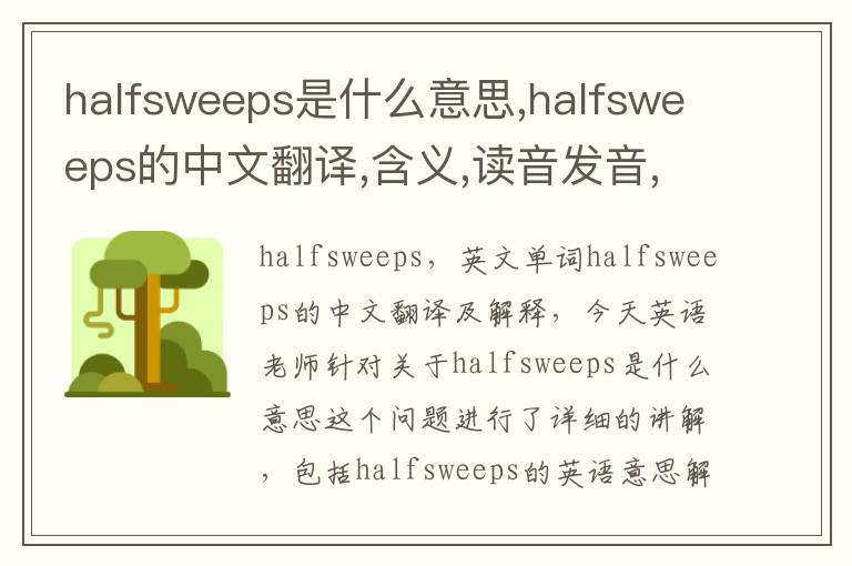 halfsweeps是什么意思,halfsweeps的中文翻译,含义,读音发音,用法,造句,参考例句